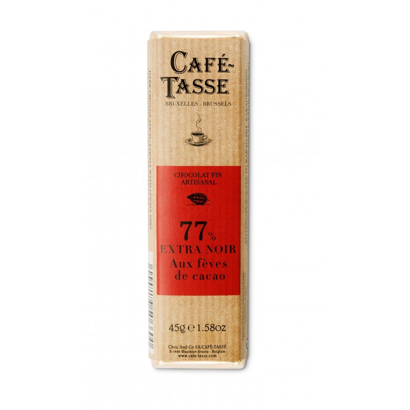 Barre de chocolat noir 77% de cacao Café-Tasse - 45g