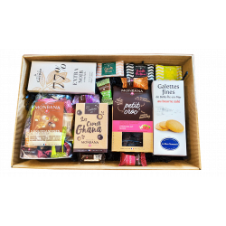 Panier garni chocolat noir, biscuits et gourmandises
