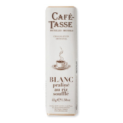 Barre de Chocolat blanc, praliné et riz soufflé - Café Tasse - 45g